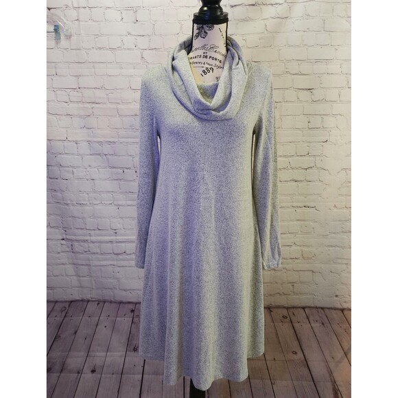 Cupio Sweater Dress Womens Medium Grey Long Sleeve Cowl Neck Comfort Cozy Knit - Picture 1 of 11
